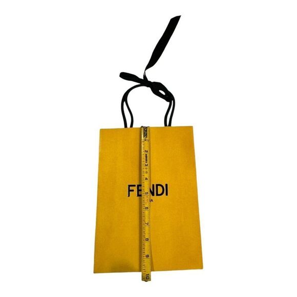 Fendi Yellow Shopping Bag w/ Black Ribbon Handles Authentic 7x9.75 Gift Storage - Picture 4 of 4